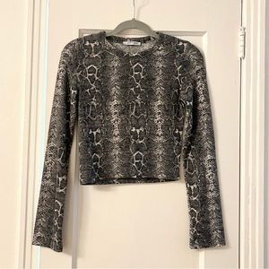 Zara Trafaluc Snake Print Long Sleeve Top Small
